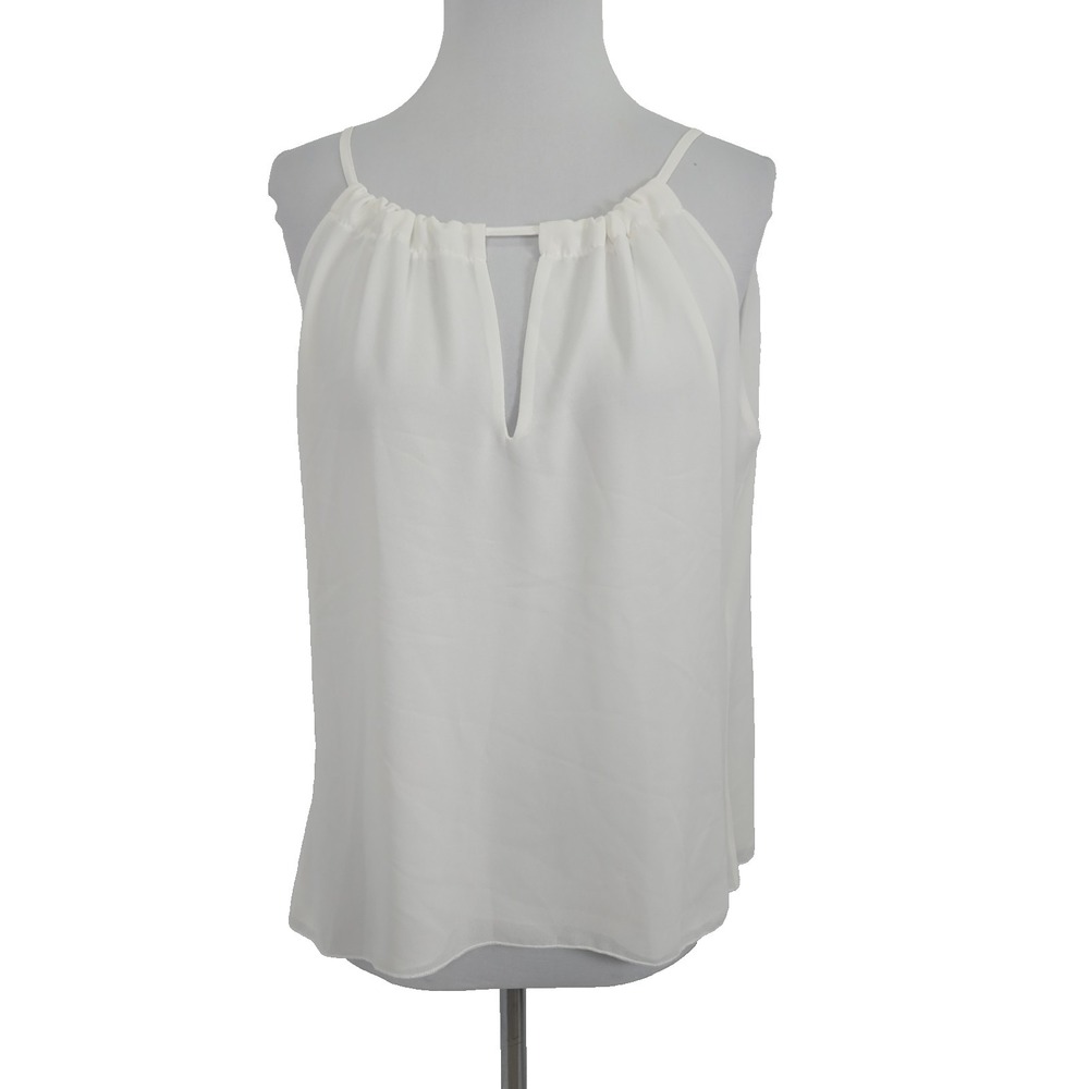 Veronica M. Ivory Chiffon Halter Style Loose Fit Blouse Top‎ Women's Medium M
